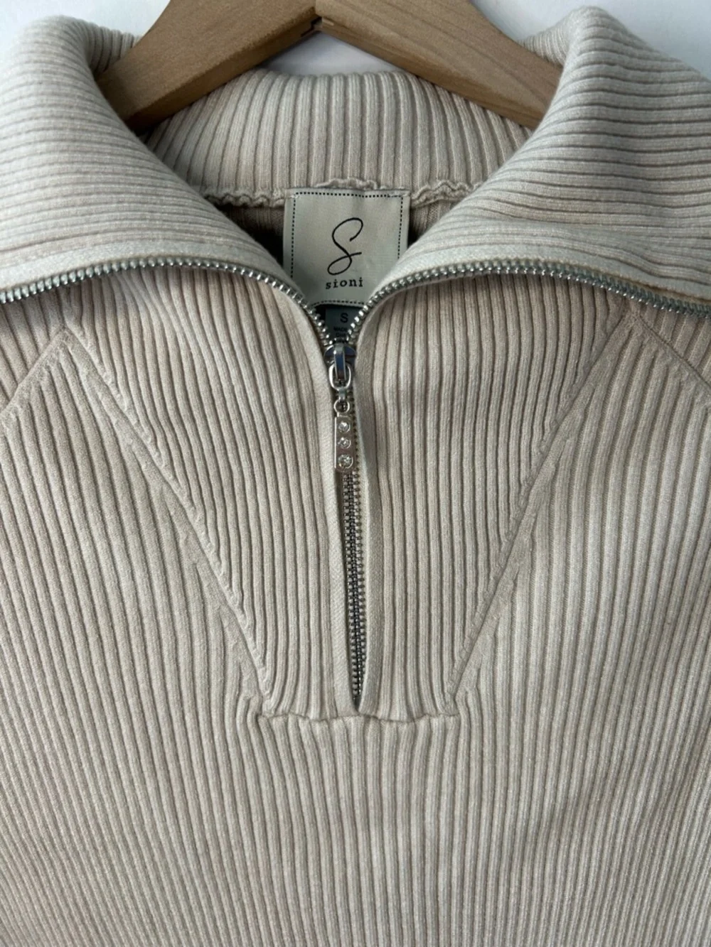 Sioni Women’s Ribbed Quarter Zip Sweater, Size Small - Picture 2 of 6